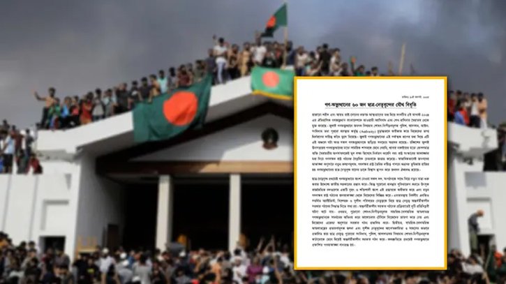 জুলাই ঘোষণাপত্র প্রত্যাখ্যান করে গণঅভ্যুত্থানে অংশ নেয়া ৬০ ছাত্রনেতার বিবৃতি