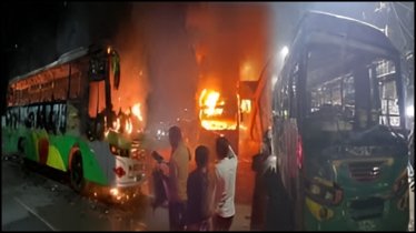 মধ্যরাতে রাজধানীতে তিনটি বাস ও প্রাইভেটকারে আগুন