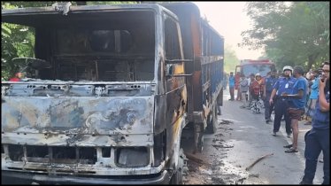 পদ্মা সেতুর সামনে এক্সপ্রেসওয়েতে ট্রাকে অগ্নিসংযোগ, ককটেল বিস্ফোরণ