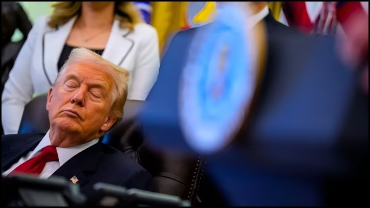 অনুষ্ঠানের মাঝেই ’ঘুমিয়ে’ পড়লেন ট্রাম্প!