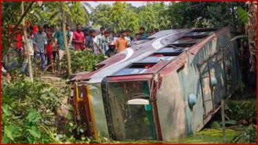 মাদারীপুরে নিয়ন্ত্রণ হারিয়ে বাস খাদে, পথচারী নারী নিহত মাদারীপুরে নিয়ন্ত্রণ হারিয়ে বাস খাদে, পথচারী নারী নিহত