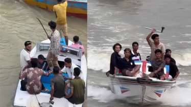 ভাঙ্গায় কুমার নদে স্পিডবোটে কিশোরদের অস্ত্রের মহড়া