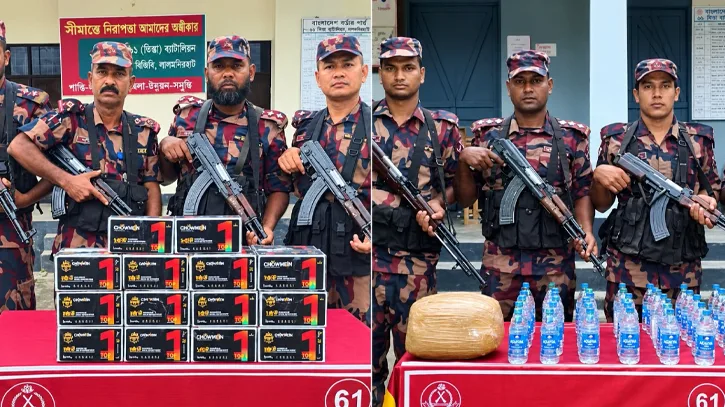 লালমনিরহাট সীমান্তে বিজিবির অভিযানে ২৯ লাখ টাকার মোবাইল ডিসপ্লে ও মাদক জব্দ