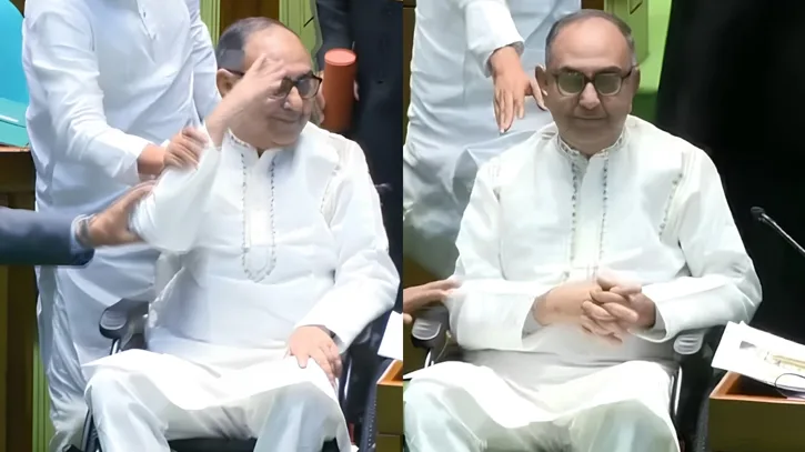 হুইলচেয়ারে করে সংসদে প্রবেশ করলেন মির্জা আব্বাস