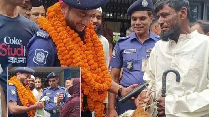 লাউ-হাঁস-মুরগি উপহার দিয়ে ওসিকে বিদায় দিলেন এলাকাবাসী