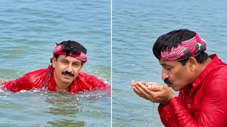 দিল্লির দূষিত যমুনায় ডুব দিয়ে বিজেপি নেতার দাবি, দূষণ অর্ধেক কমেছে
