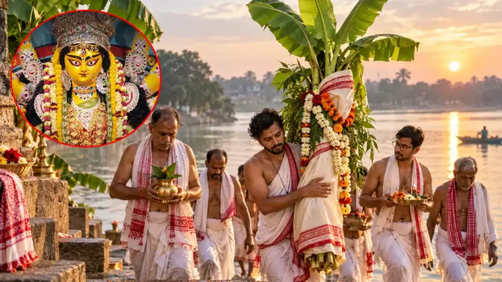 নবপত্রিকা স্নান, পুষ্পাঞ্জলি ও পূজার্চনায় আজ মহাসপ্তমী
