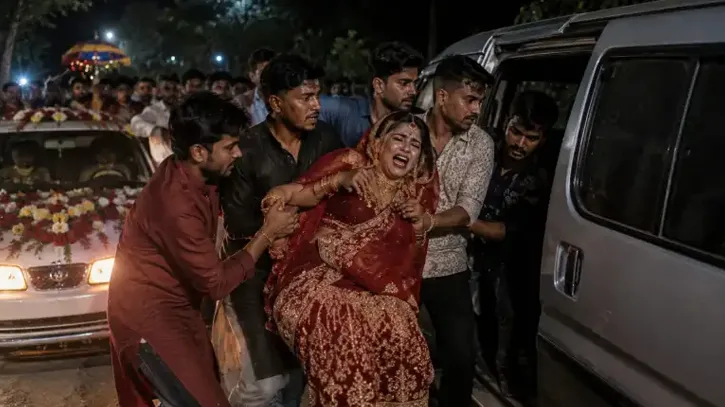 বরযাত্রীর গাড়ি আটকে তুলে নিলো নববধূকে!